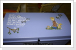 Restaurierte Truhe mit Taufspruch Restaurierte Truhe mit Taufspruch